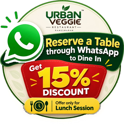 WhatsApp us to dine in — get 15% discount, lunch session only